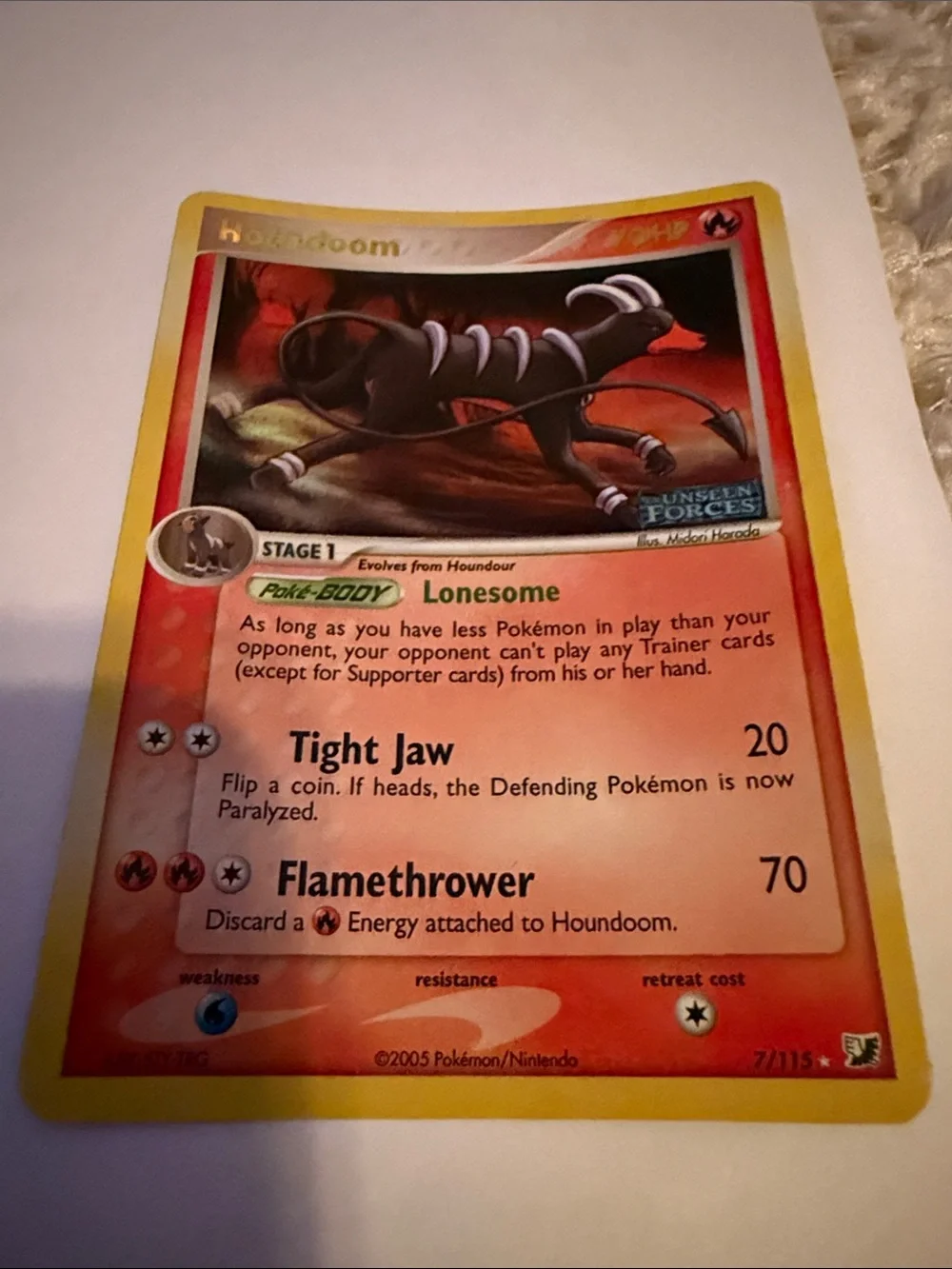 Pokemon Houndoom EX Unseen Forces Reverse Holo Rare 2005